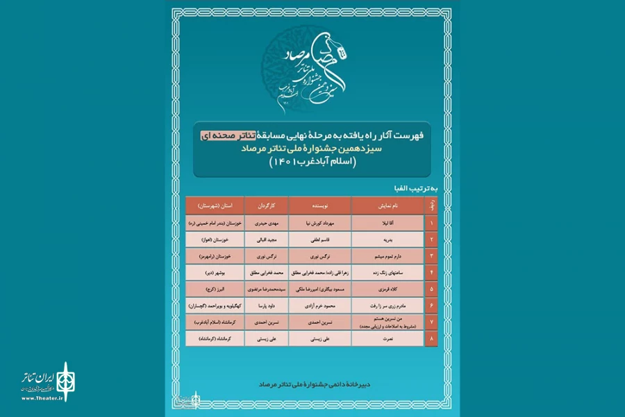 آثار راه‌یافته به جشنواره ملی تئاتر مرصاد 3